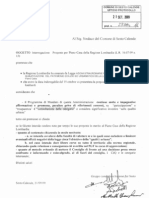 INTERROGAZIONE del 28-09-2009 Proposte per Piano Casa della Regione Lombardia (LR 16-07-09 nr°13)