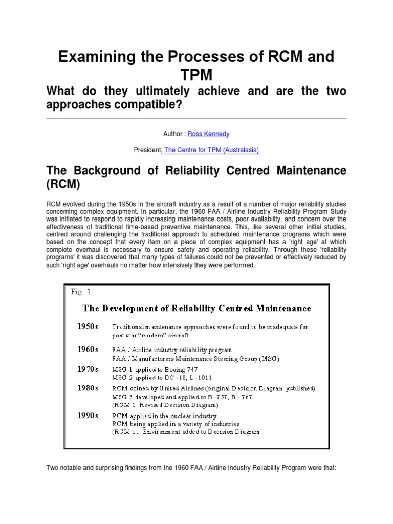 Examining The Processes of RCM and TPM | PDF | Reliability Engineering ...