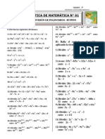 Práctica de Matemática #01 3° - División de Polinomios