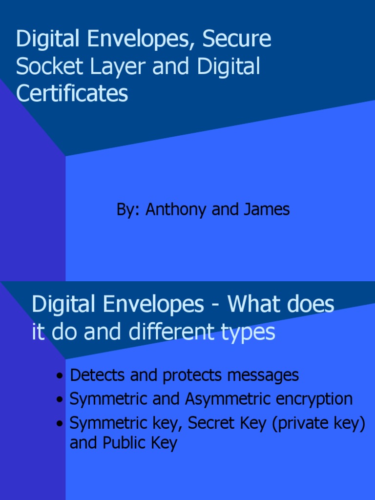 Digital Envelopes, Secure Socket Layer and Digital Certificates | PDF ...
