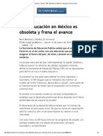El Universal - Nación - SEP - Educación en México Es Obsoleta y Frena El Avance