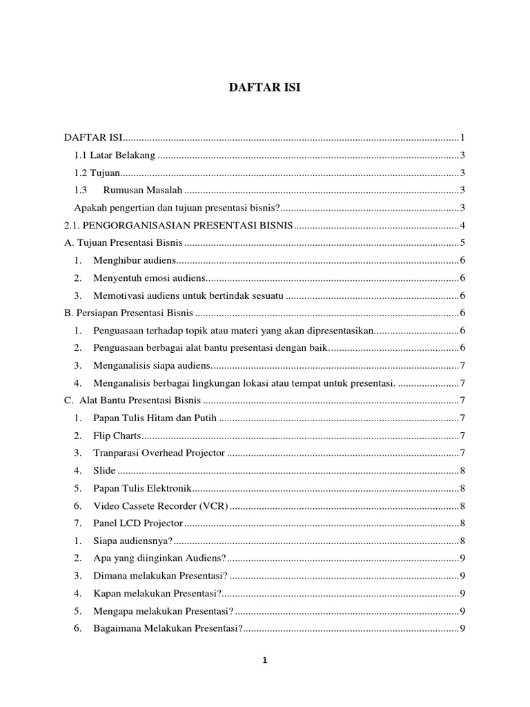 Makalah Kombis Presentasi Bisnis