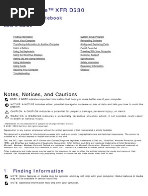 Latitude D630 Xfr User S Guide En Us Computer Keyboard Battery