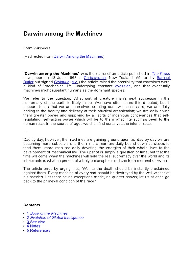 Darwin Among the Machines Explained | PDF | Nature | Metaphysics Of Mind