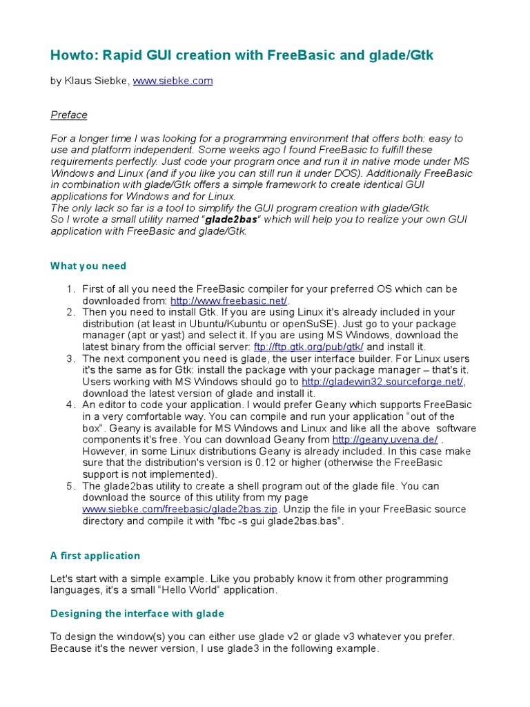 Howto Glade Freebasic PDF Microsoft Windows System Software