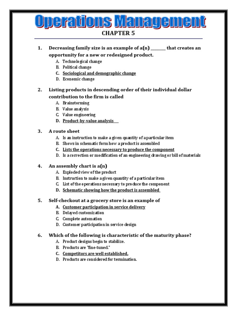 Operations management final exam pdf automation quality business 