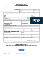 Change of Address For Texas Vehicle Registration: APPLICANT INFORMATION - Type or Print Only