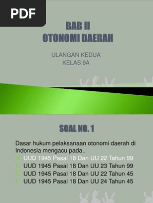 Ulangan Harian Pkn Kls 9 Otonomi Daerah Part 2