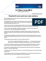 Weatherill Must Sack Key Labor Plotters