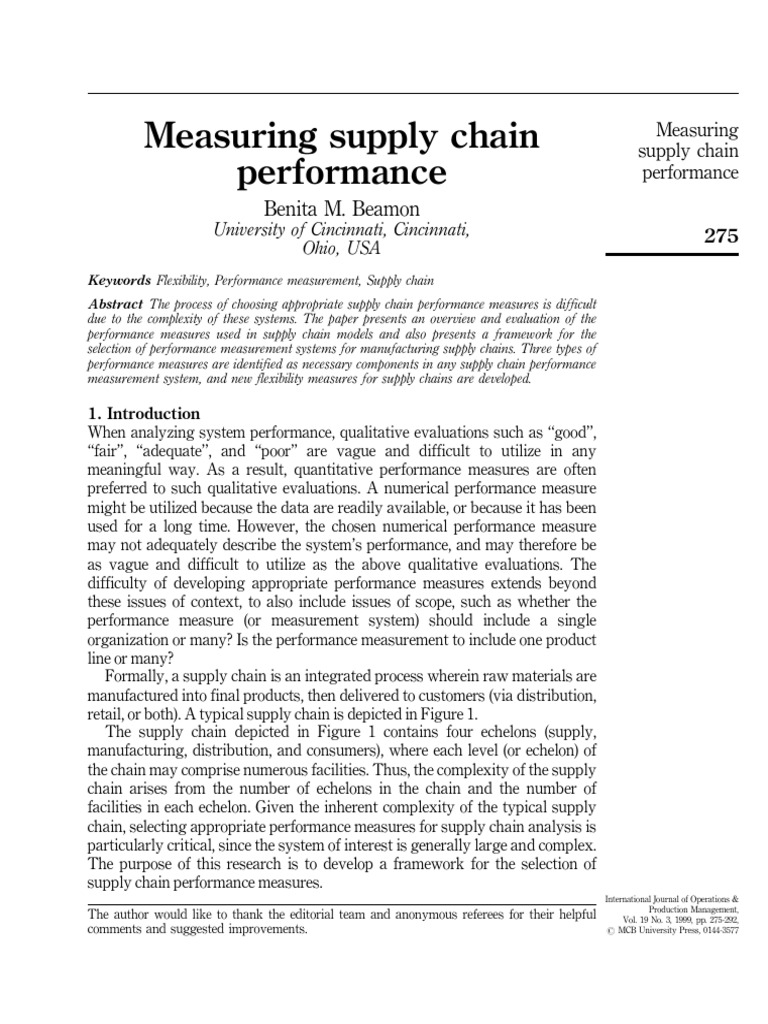 Supply Chain Performance Measurement Guide | PDF | Supply Chain ...