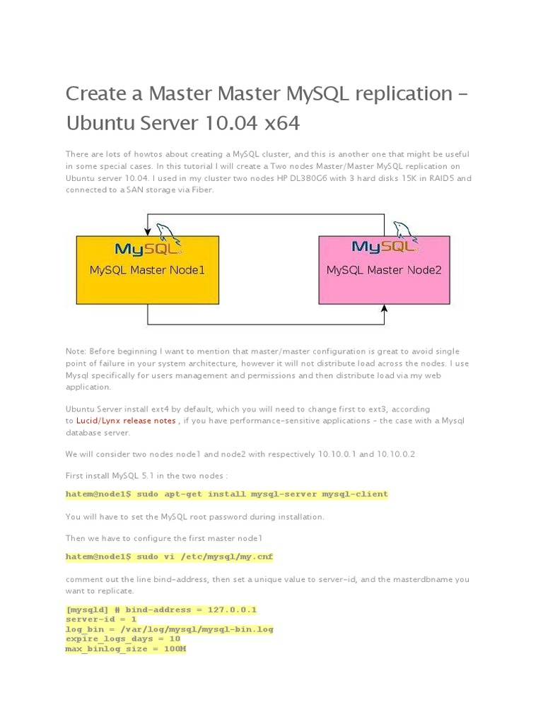Create A Master Master MySQL Replication | PDF | My Sql | Superuser