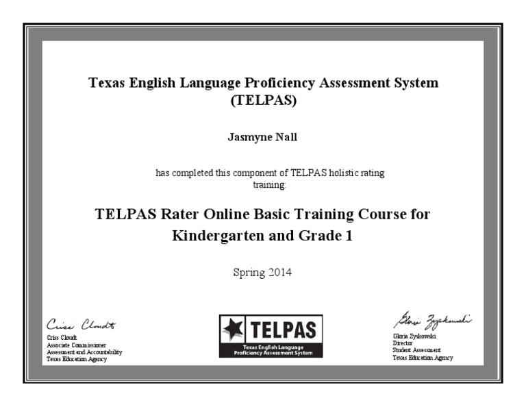 TELPAS K-1 Rater Training 2014 | PDF