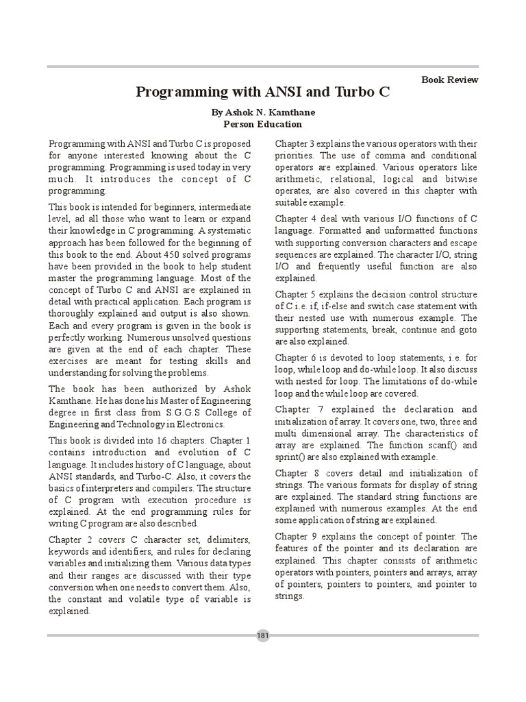 A Comprehensive Guide to C Programming: Exploring Concepts, Providing ...