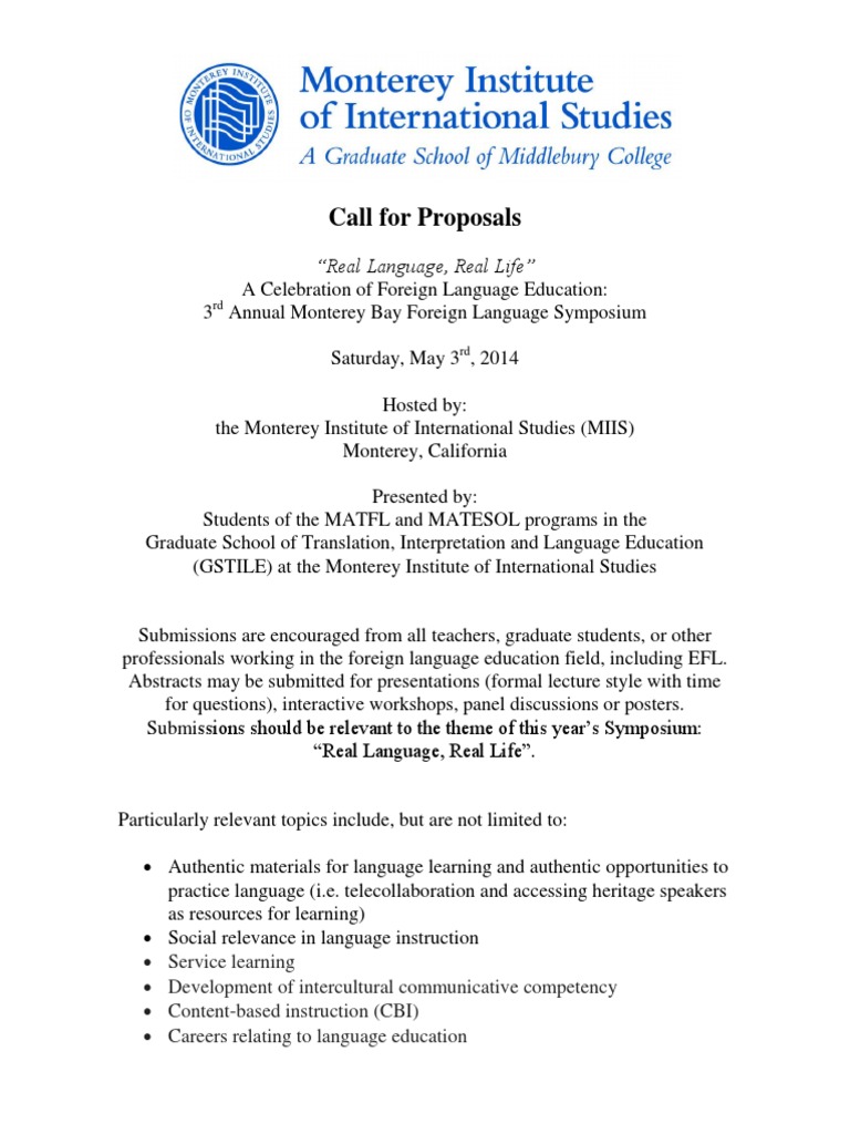 Call for Proposals: Monterey Bay Symposium | PDF | Language Education ...