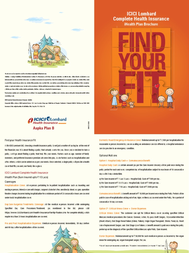 Icici Lombard Complete Health Insurance Ihealth Plan Brochure