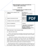 Rajiv Gandhi University of Health Sciences, Bangalore, Karnataka. Annexure Proforma For Registration of Subjects For Dissertation