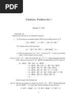 Solutions: Problem Set 1: January 17, 2013