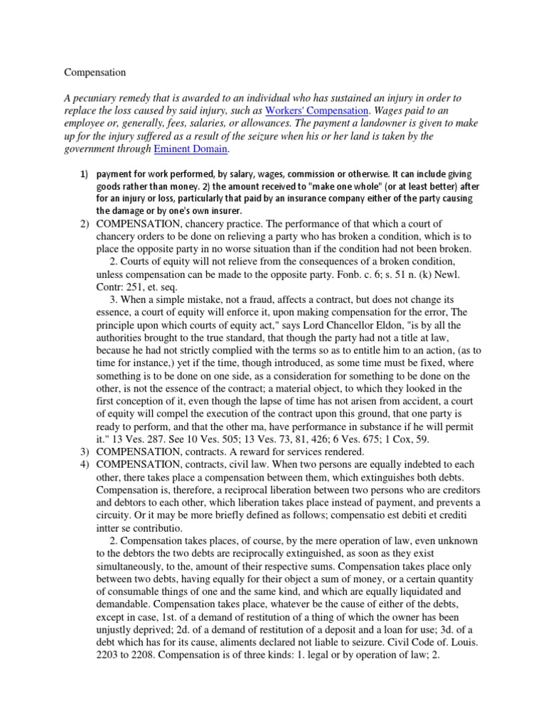 Understanding Legal Compensation Types | PDF | Equity (Law) | Court Of ...