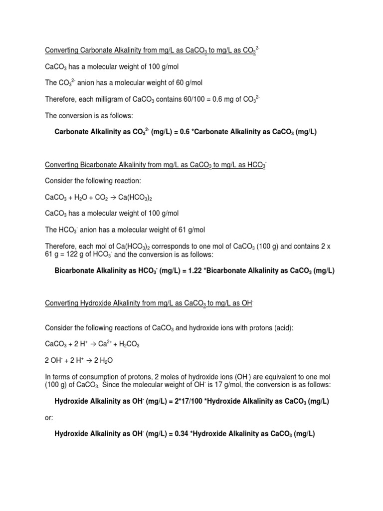 Alkalinity Conversions | PDF