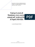 Fonti Per La Storia Di Monteleone e Terre Vicine Esistenti Nell' Archivio Di Napoli 1416 - 1826.