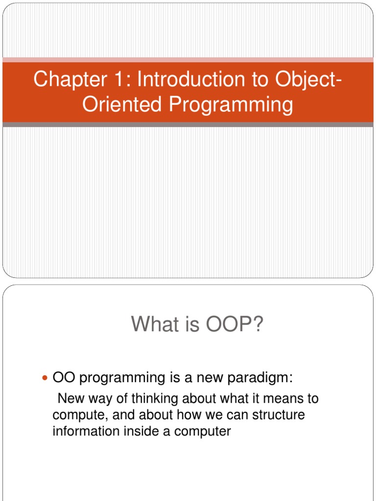 Chapter 1: Introduction To Object-Oriented Programming | PDF | Object ...