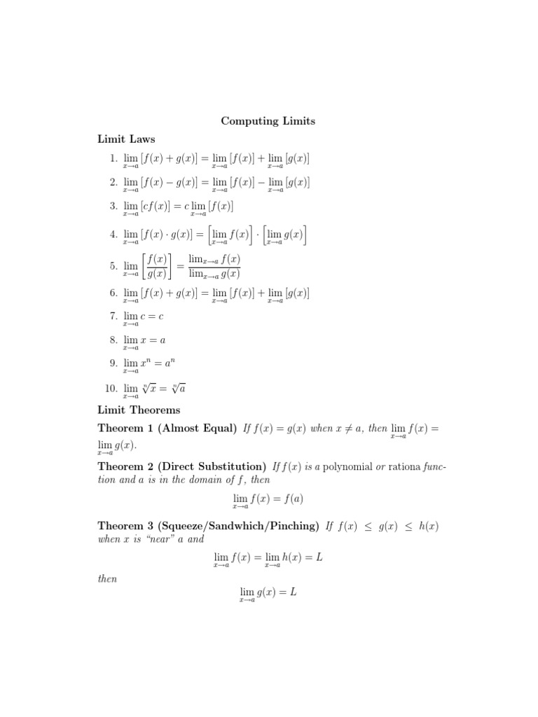 Understanding Limit Laws and Theorems | PDF | Technology & Engineering