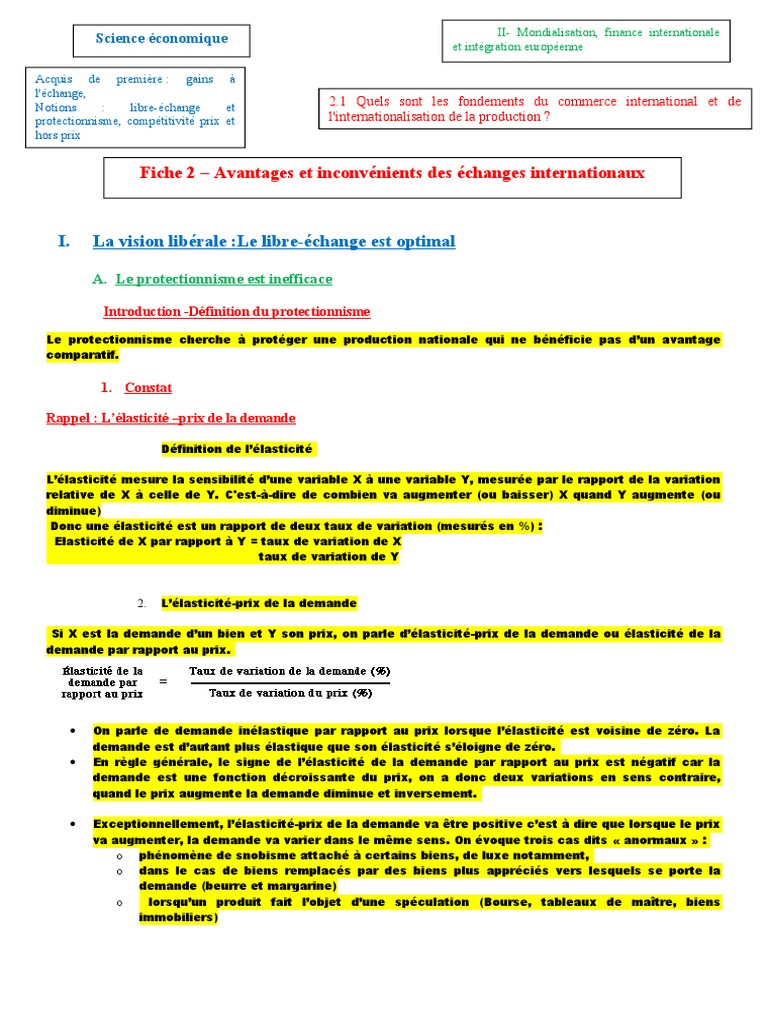 Le Libre Echange Est Il Preferable Au Protectionnisme