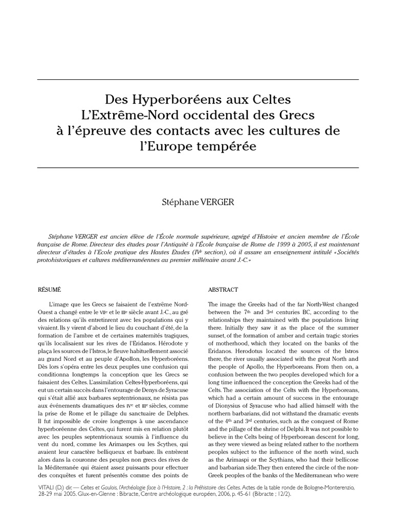 Hyperboréens et Celtes : Évolution des perceptions | PDF | Celtes | Danube