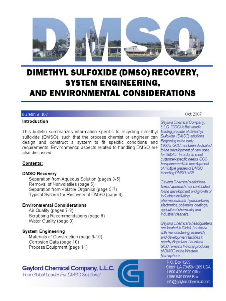 Dmso Dimethyl Sulfoxide Distillation