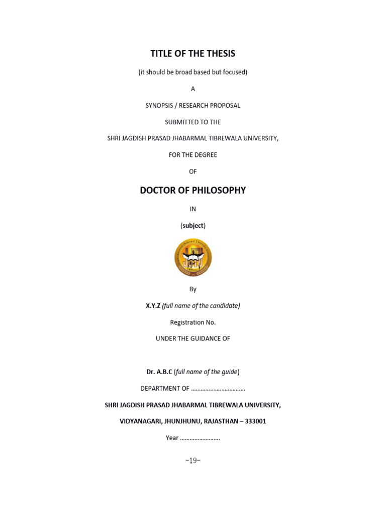 Ajab08 Synopsis Format Pdf Download Free Pdf Thesis Doctor Of