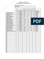 Nutritional Status Record: Department of Education