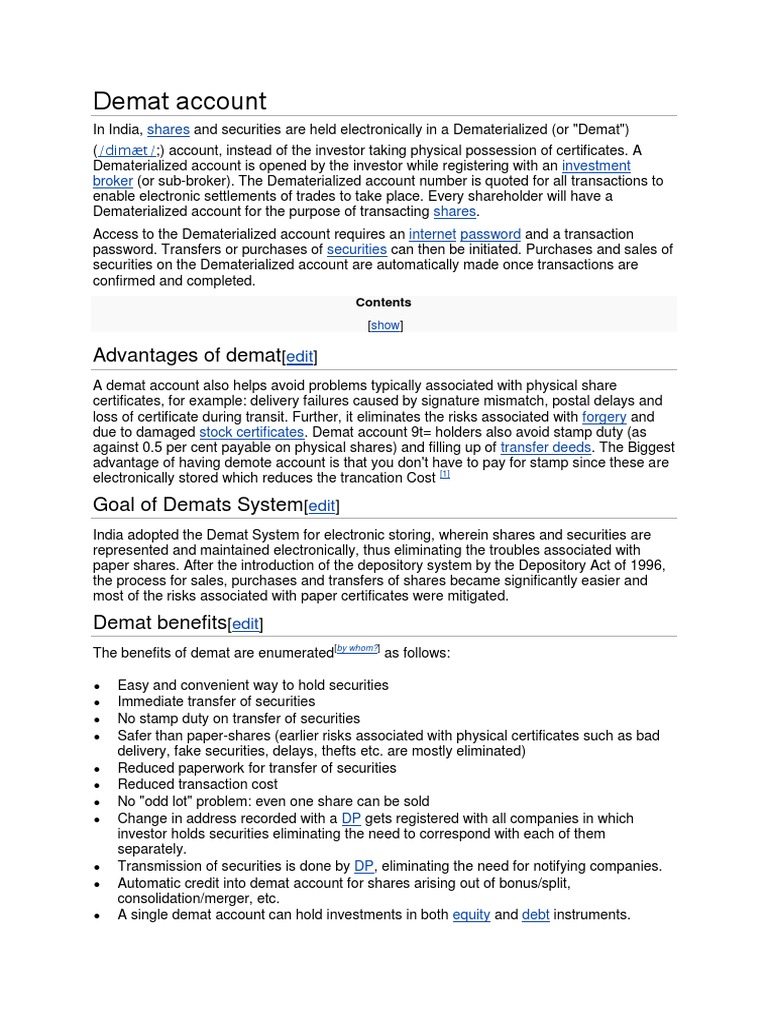Demat Account | PDF