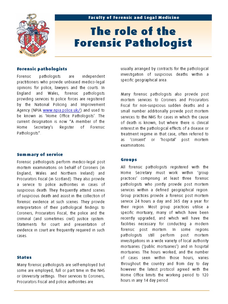 coursework for forensic pathologist