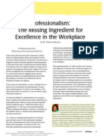 Professionalism: The Missing Ingredient For Excellence in The Workplace