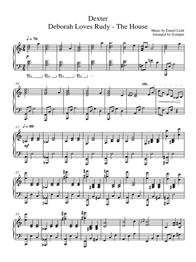 Dexter Deborah Loves Rudy The House Sheet Music