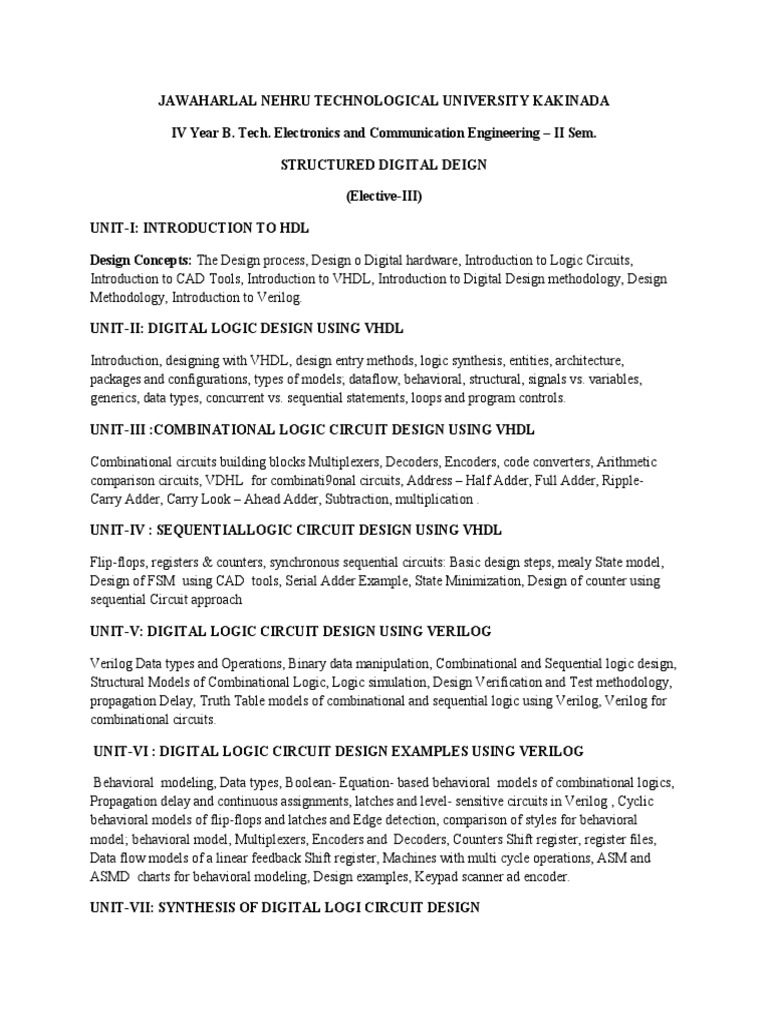 Structured Digital Design Syllabus Jntuk 4-2 Ece | PDF | Logic ...