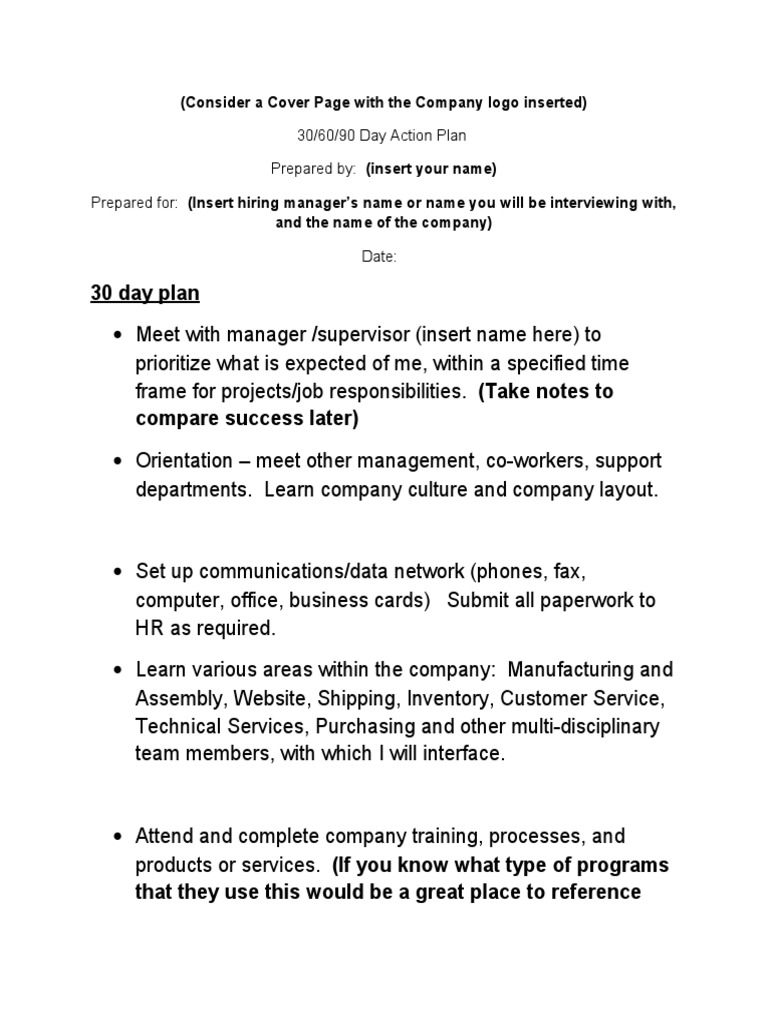 30 60 90 Day Plan Summary | PDF | Computing | Business
