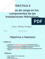 Pérdidas de Carga en Los Componentes de Las Instalaciones Hidráulicas.