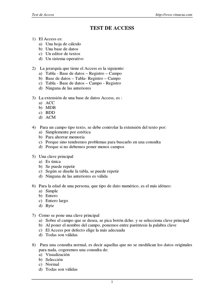 Access Test1 | PDF