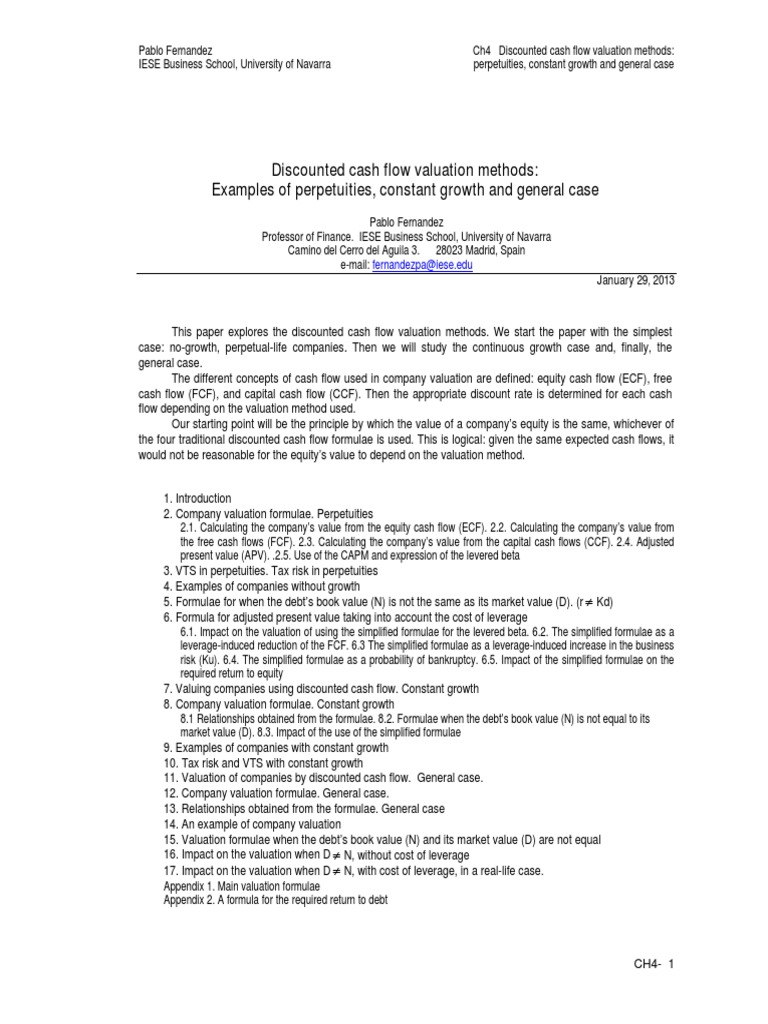 Discounted Cash Flow Valuation Guide | PDF | Cost Of Capital | Beta ...