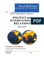 Politics and International Relations: Msc/Postgraduate Diploma