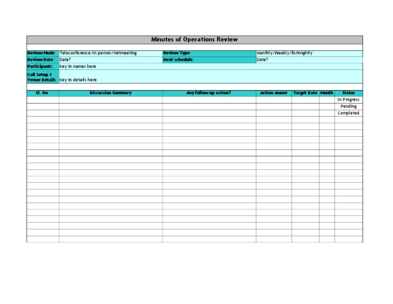 Monthly Operations Review Minutes | PDF | Career & Growth