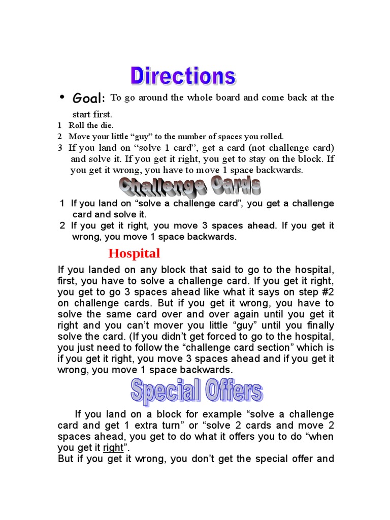 Game Directions | PDF