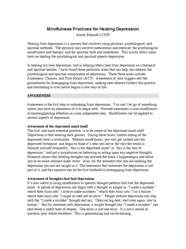 Mindfulness Techniques for Depression Healing | PDF