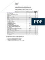 Lista de exercícios de PERT/CPM