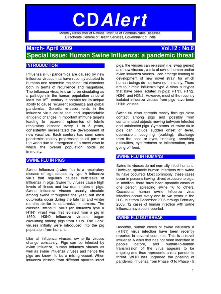 Swine Influenza Pandemic Threat Overview | PDF | Swine Influenza ...