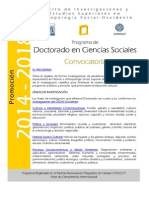 Convocatoria Doctorado Ciencias Sociales 2014 2018