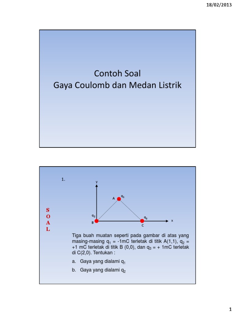 Contoh Soal Gaya Coulomb dan Medan Listrik | PDF | Metode & Bahan Ajar ...