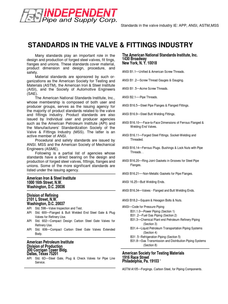 Valve Industry Standards Overview | PDF | Law | Technology & Engineering