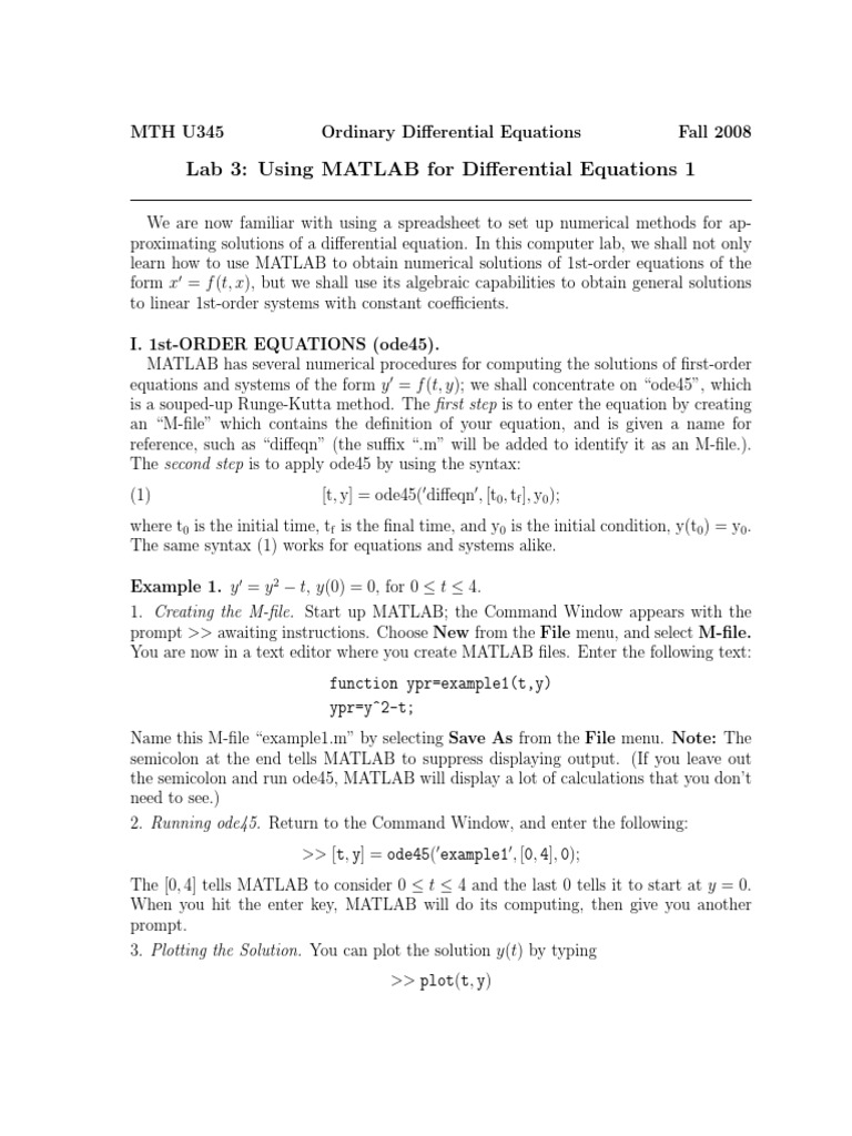 Ode 45 Example | PDF | Eigenvalues And Eigenvectors | Matrix (Mathematics)